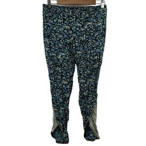 Free People Blue & Cream Floral Print Cropped Mid Rise Pants Sz‎ 0 NEW